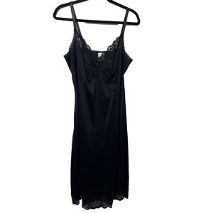 VELROSE Vintage 60s Dress Slip Size 34 Black Vanity Fair Vogue Lace